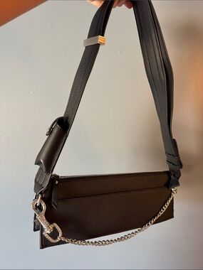 Call It Spring Black Shoulder Bag with Chain Accent